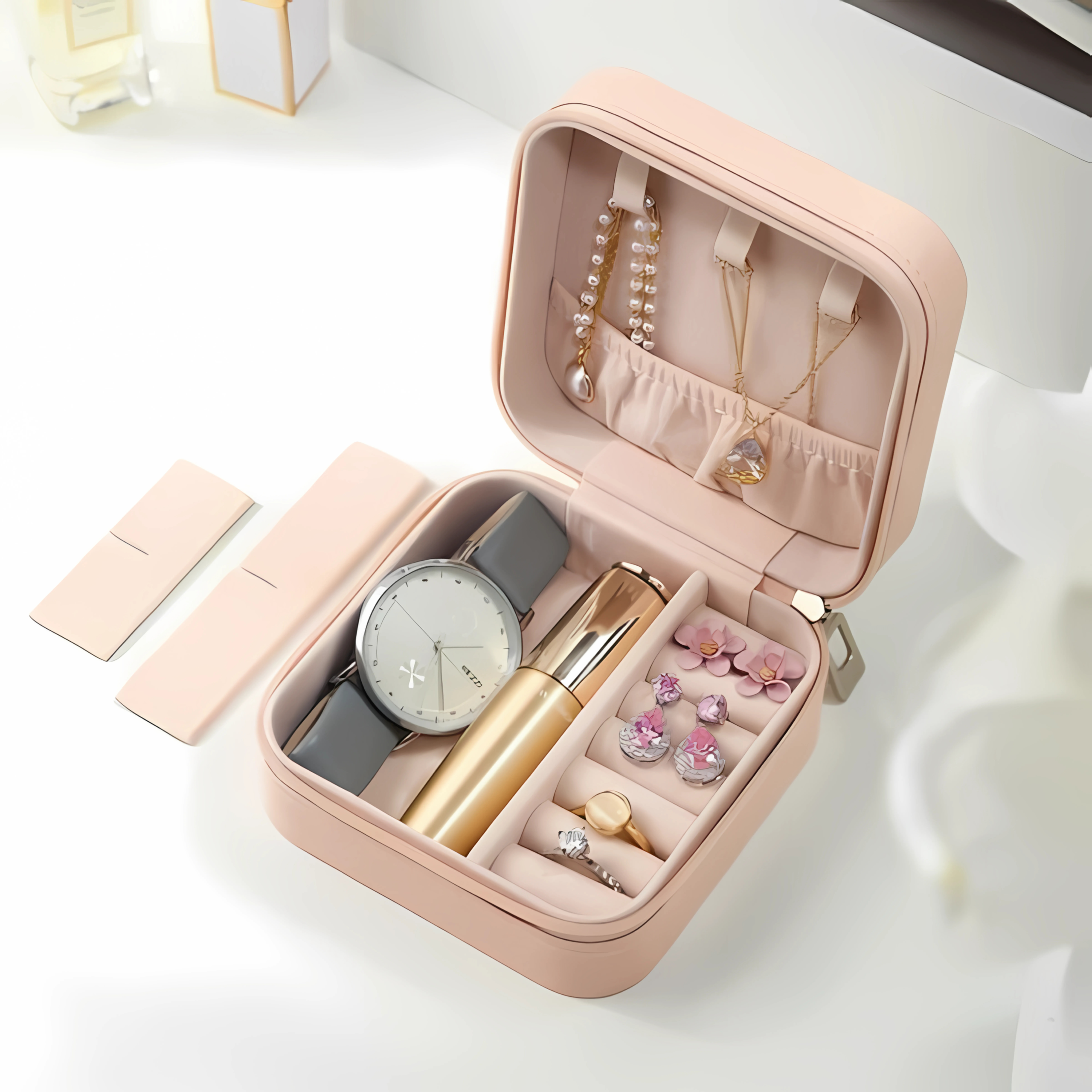 Portable Travel Jewelry Box Necklace Earring Storage Box - Image 2