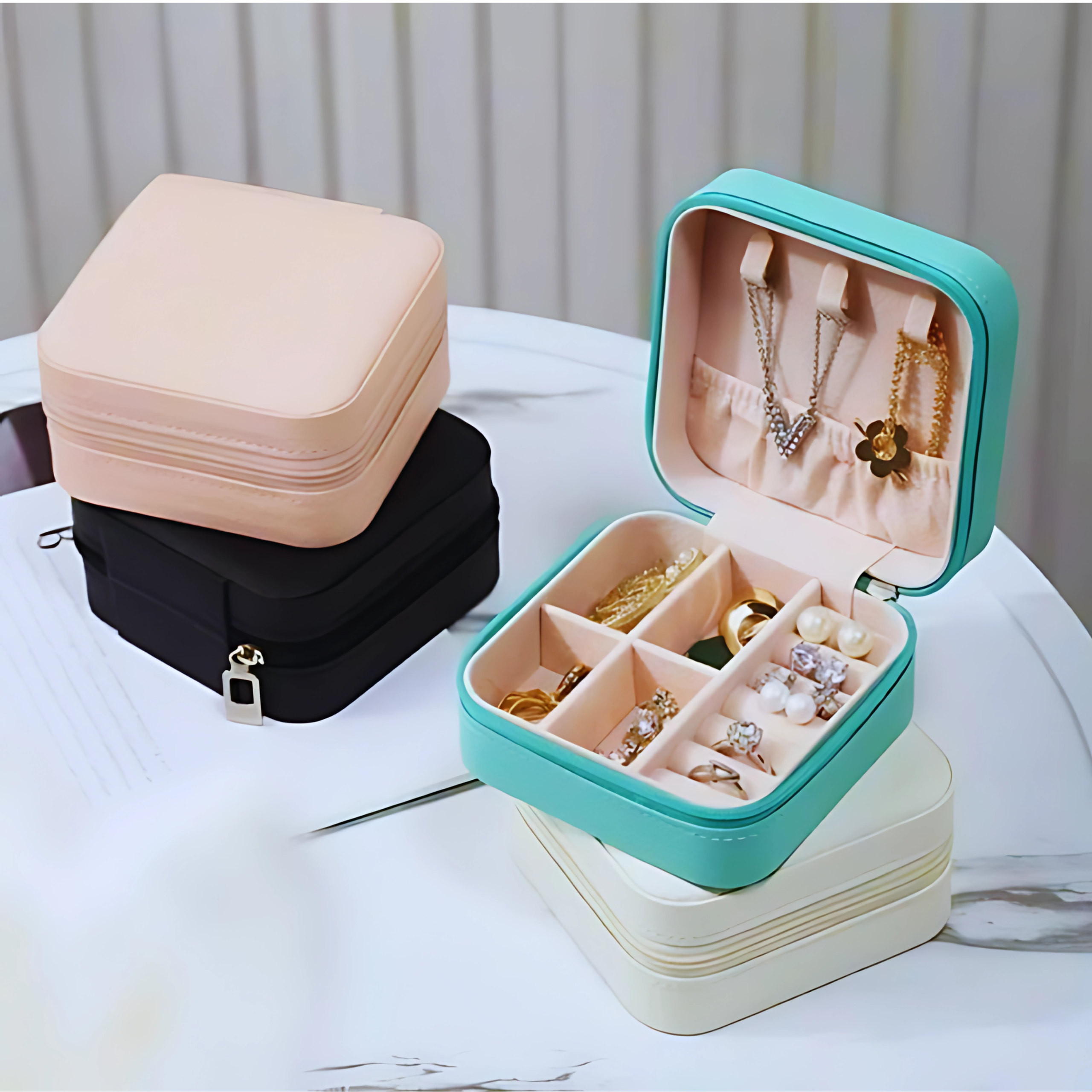 Portable Travel Jewelry Box Necklace Earring Storage Box