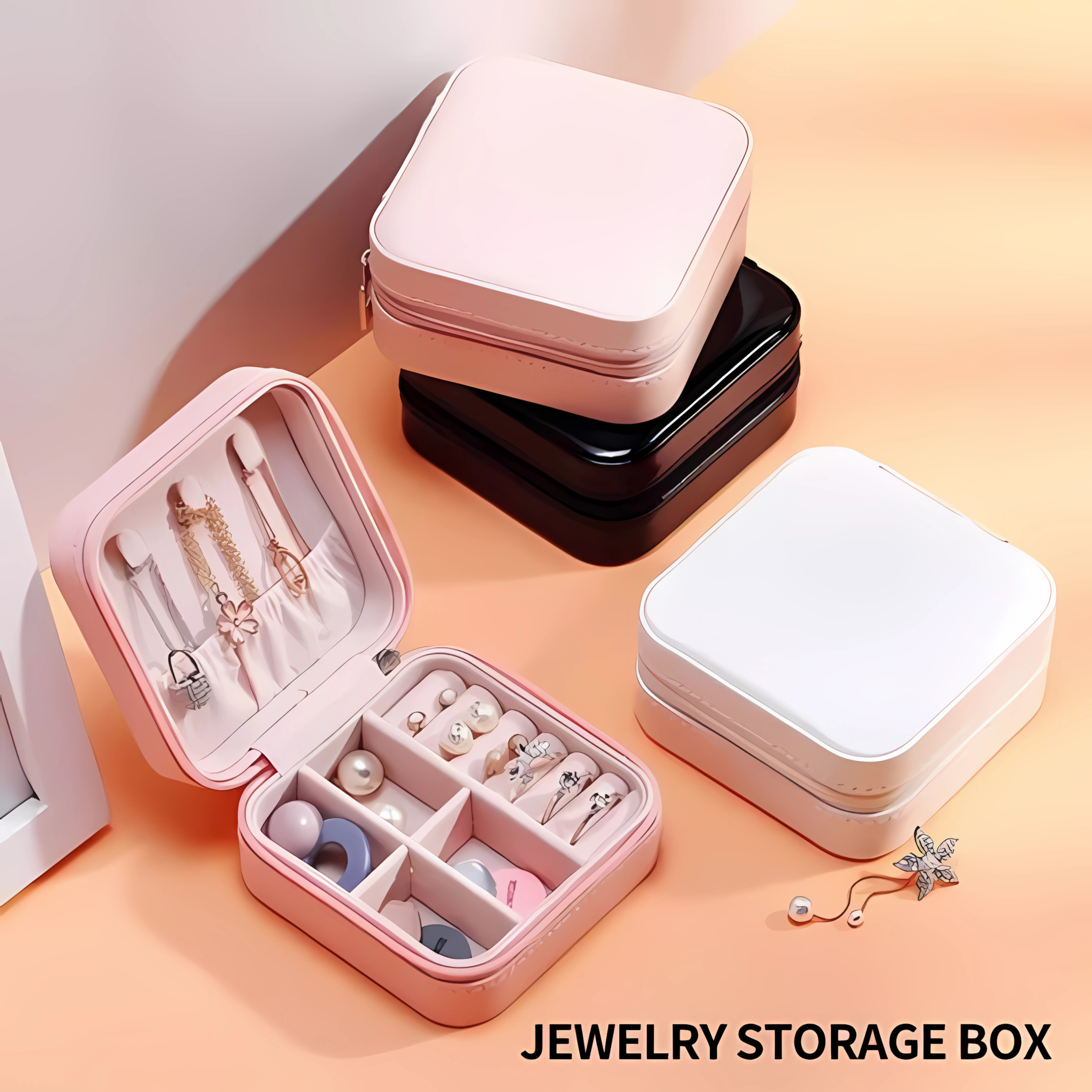Portable Travel Jewelry Box Necklace Earring Storage Box - Image 3