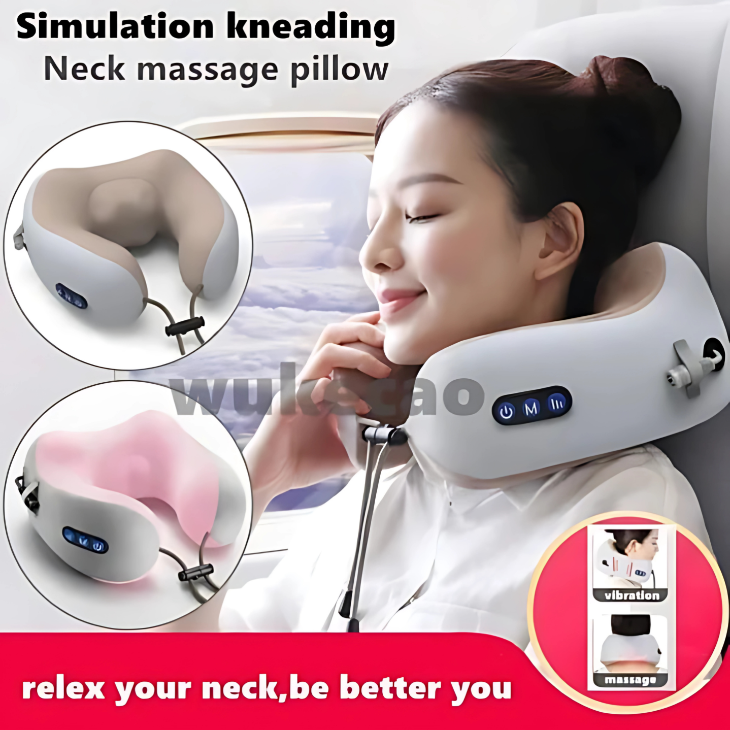 U Shaped Neck Massage Pillow Heating Vibration Kneading Electric Cervical Shoulder Massage - Image 2
