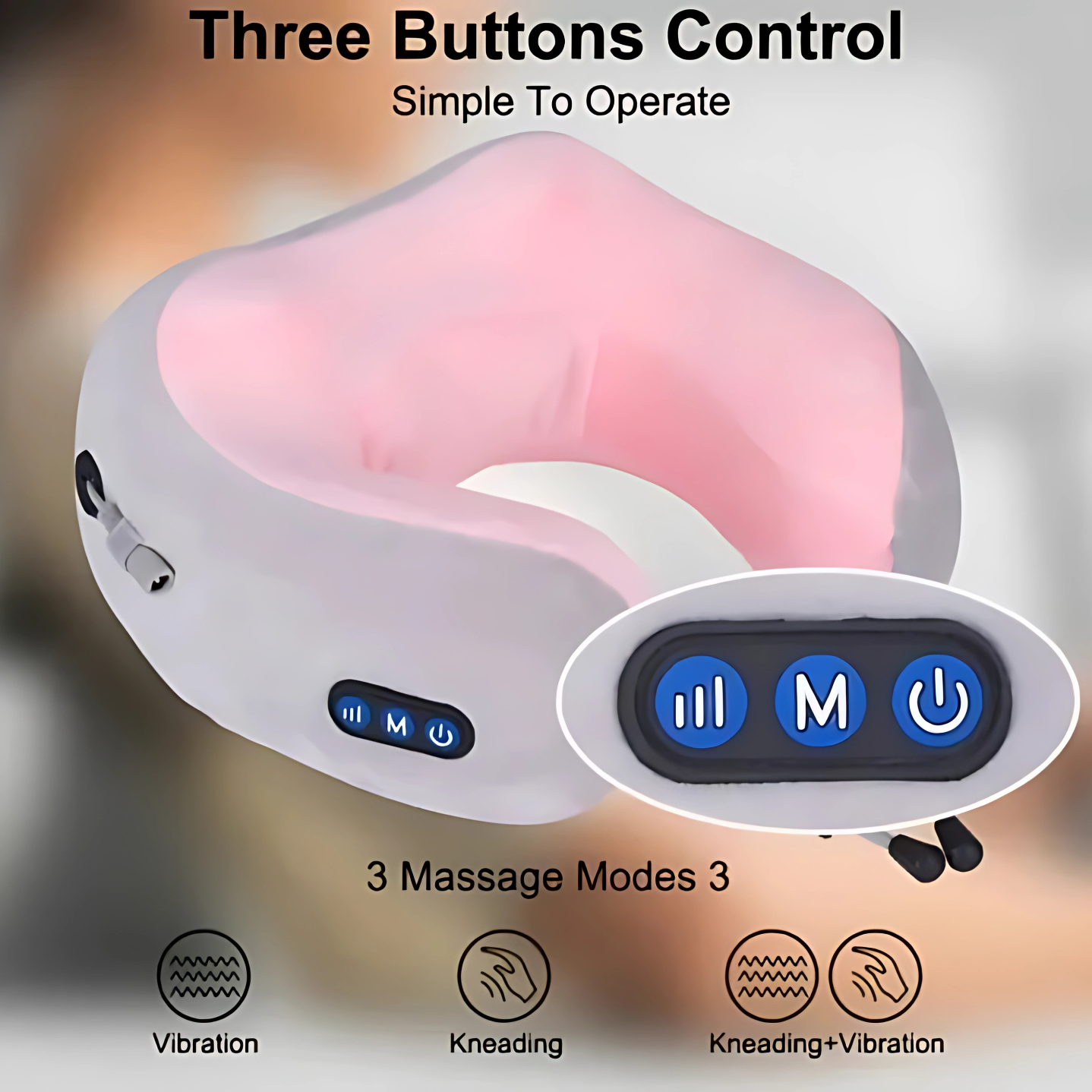 U Shaped Neck Massage Pillow Heating Vibration Kneading Electric Cervical Shoulder Massage - Image 3