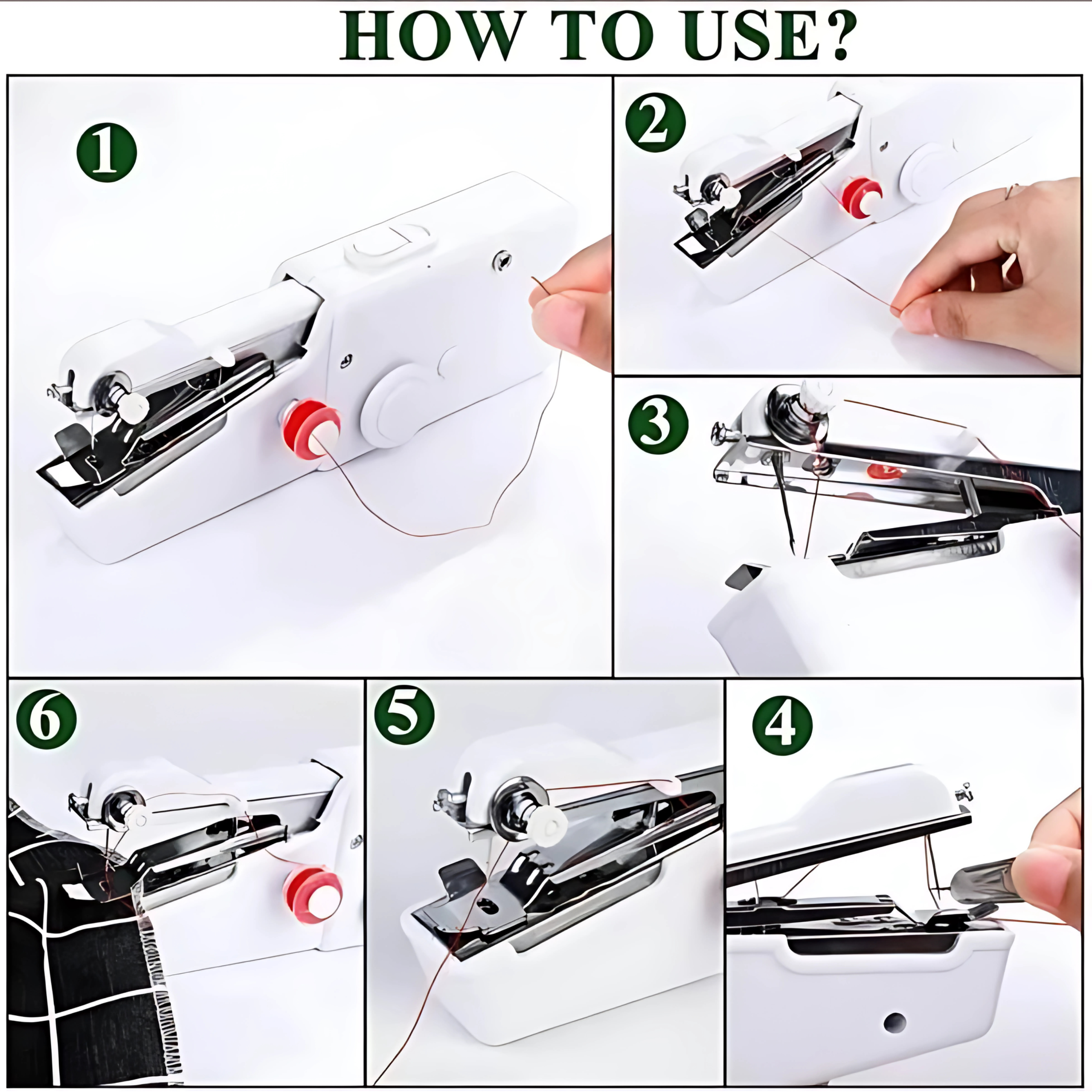 Mini Handheld Sewing Machine, Quick Sewing Portable Sewing Machine, Portable Sewing Machine Suitable for Home - White - Image 4