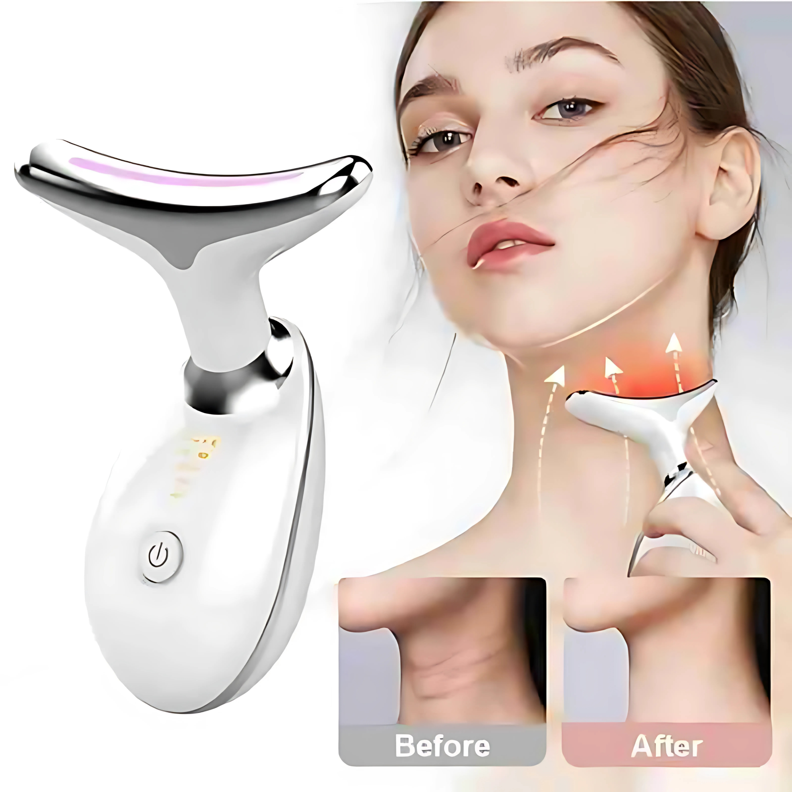 Neck Massager Facial Lift Three Light Modes Electric Skin Tightening Device LED Beauty Instrument