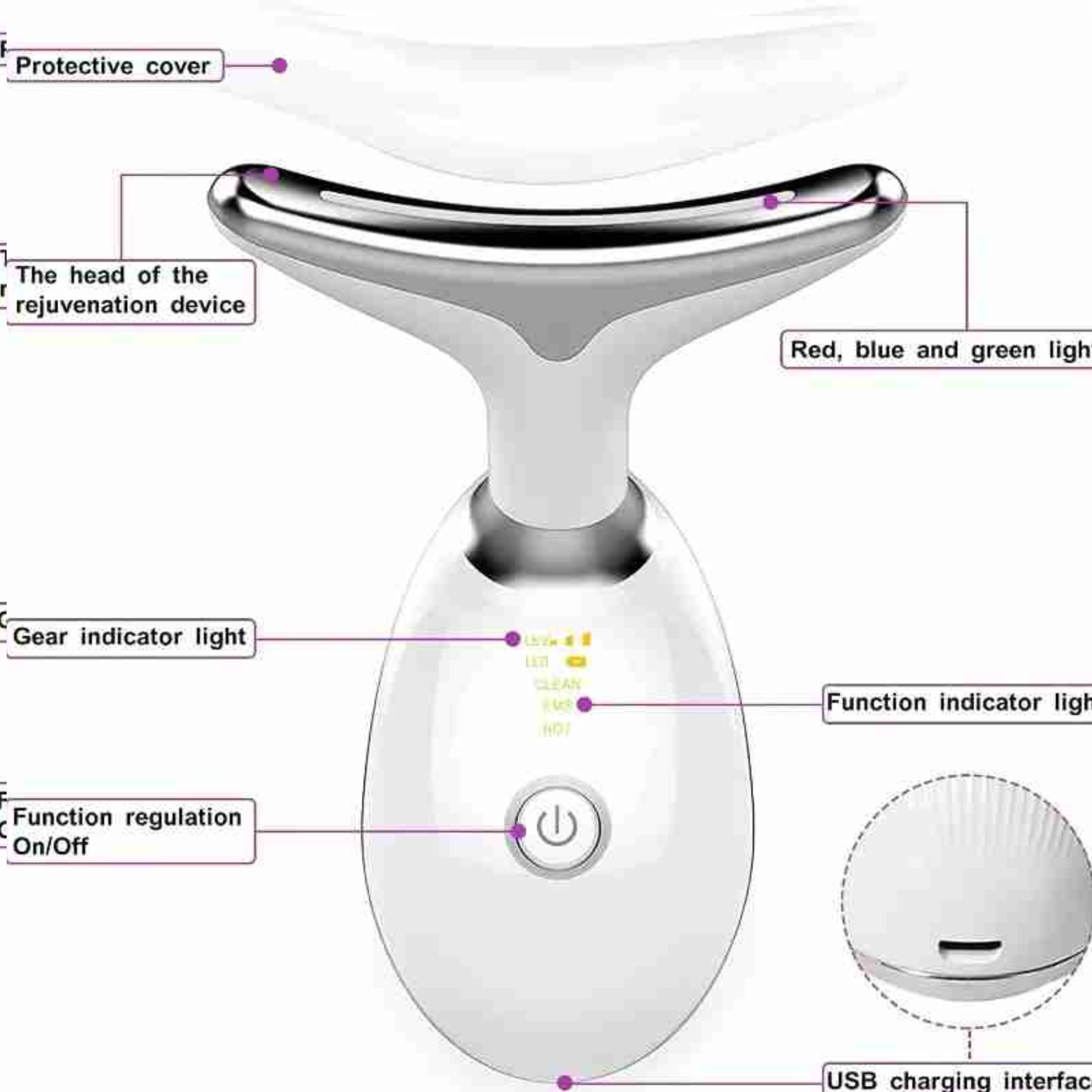 Neck Massager Facial Lift Three Light Modes Electric Skin Tightening Device LED Beauty Instrument - Image 7