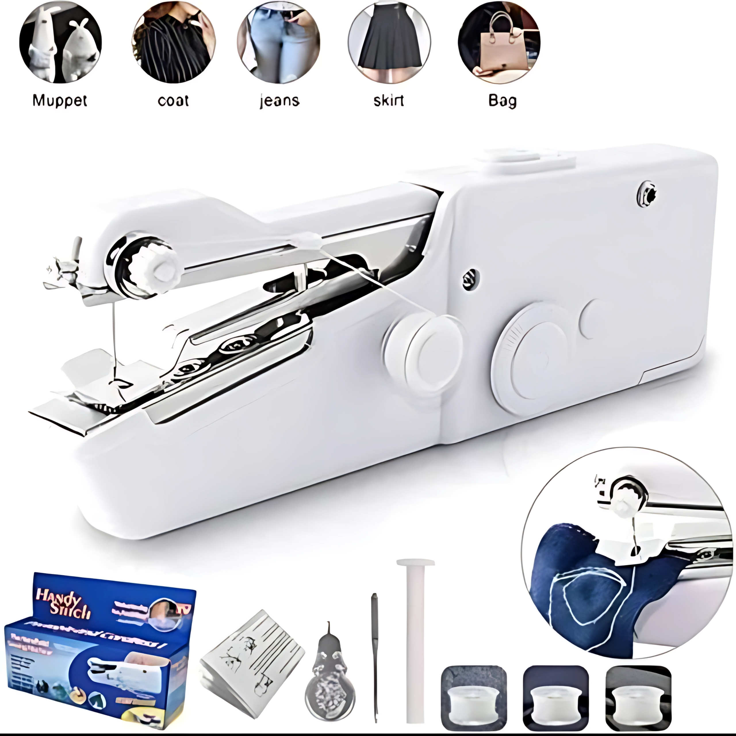 Mini Handheld Sewing Machine, Quick Sewing Portable Sewing Machine, Portable Sewing Machine Suitable for Home - White - Image 2