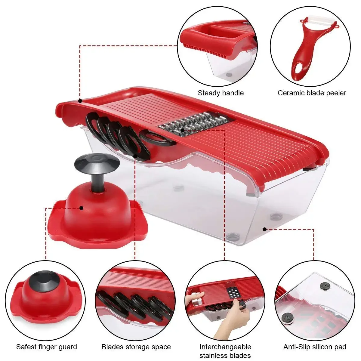 6 Blades Multifunctional Vegetable Chopper Handle Food Grate Food Chopper Vegetable Slicer Dicer Cut Kitchen Tool Accessories - Image 3