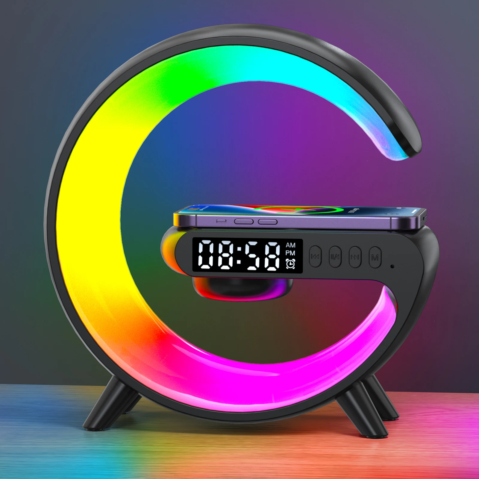 Mini Multifunction Wireless Charger Pad Stand Speaker TF RGB Night Light Fast Charging Station for iPhone Samsung Xiaomi Huawei - Image 2