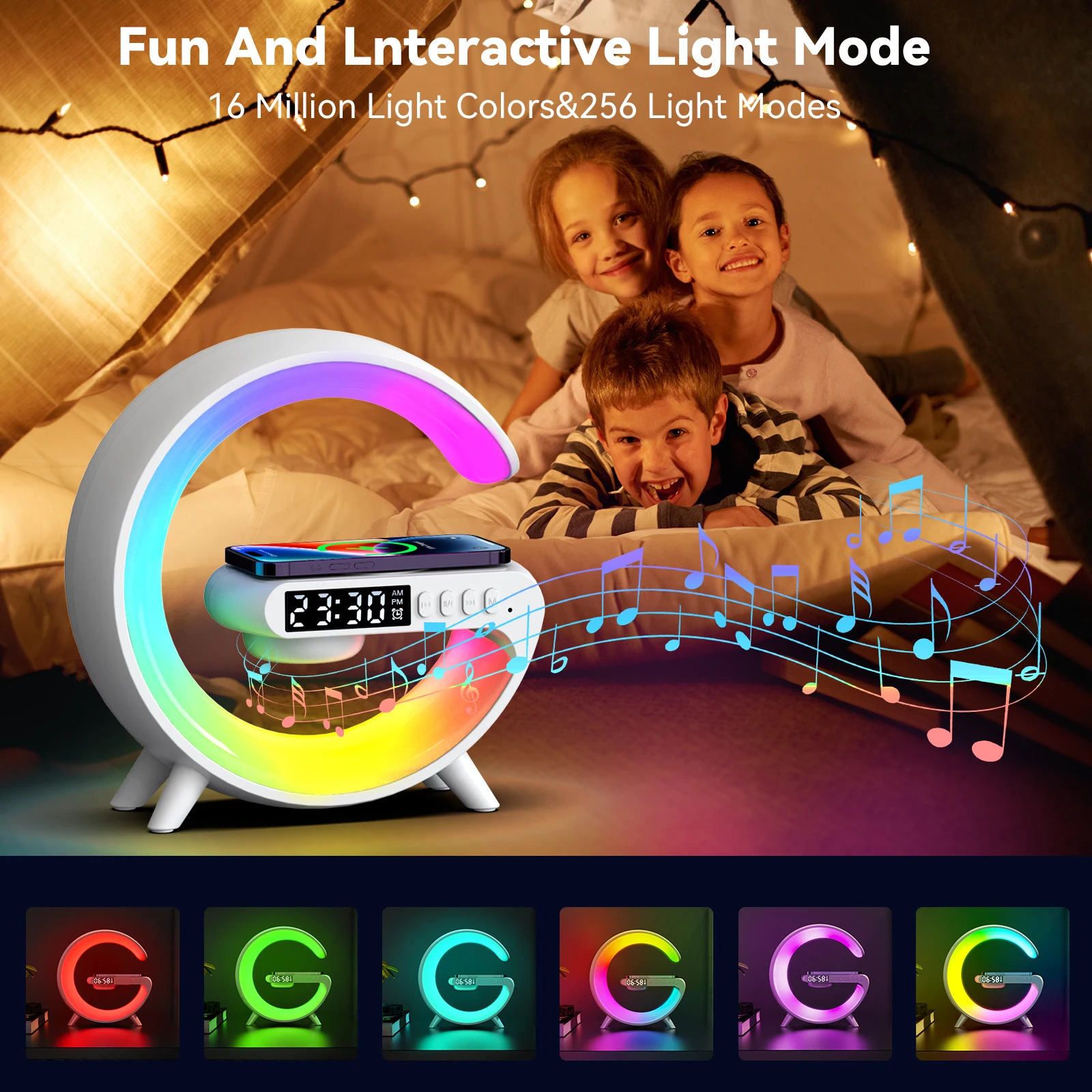 Mini Multifunction Wireless Charger Pad Stand Speaker TF RGB Night Light Fast Charging Station for iPhone Samsung Xiaomi Huawei - Image 4