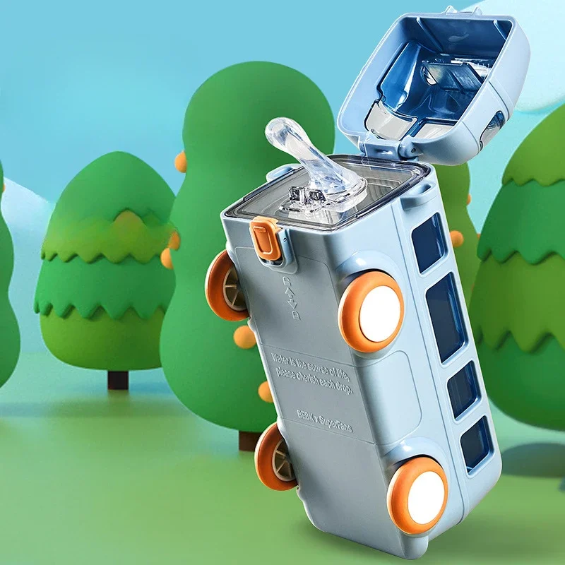 Bus Water Cup Network Red Bus Car Plastic Cup Tritan Children and Students Large Capacity Straw Cup water bottle