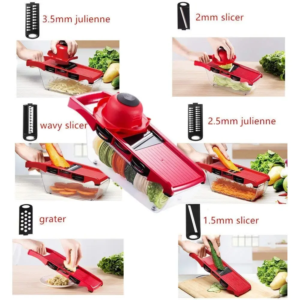6 Blades Multifunctional Vegetable Chopper Handle Food Grate Food Chopper Vegetable Slicer Dicer Cut Kitchen Tool Accessories - Image 2